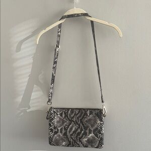 Street Level Black and Gray Snake Print Crossbody Bag